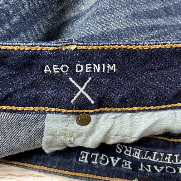 AEO American Eagle Outfitters Shortie Dark Denim Jean Shorts Sz 8 - Picture 7 of 13